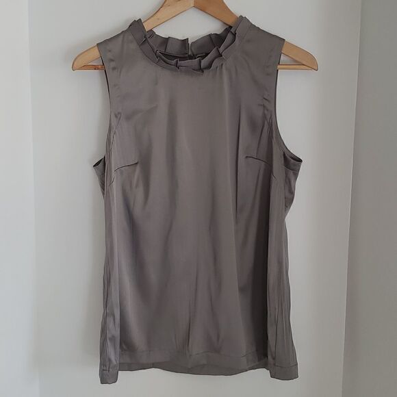 Ann Taylor Silk Sleeveless Blouse Grey Size M NWT - Picture 1 of 6